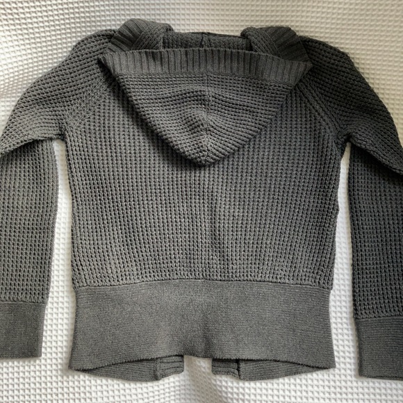 waffle knit cardigan with hood and pockets - Picture 2 of 5